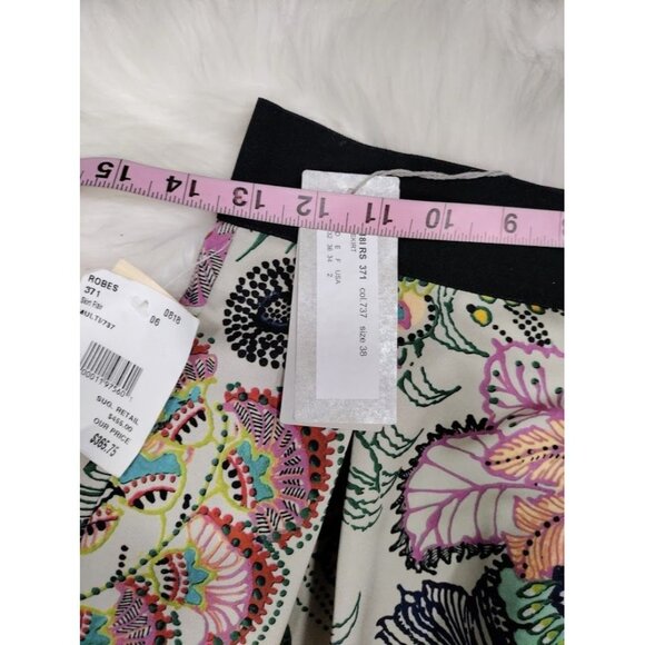 NWT Roberta Scarpa Whimsical Paisley Floral Elastic Waist Pleated Skirt Size 2 - Picture 14 of 16